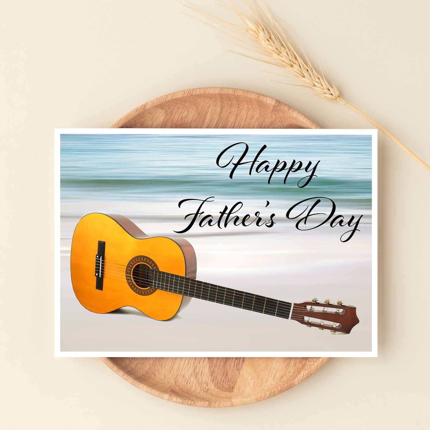 Father's Day Guitar ocean Greeting Card