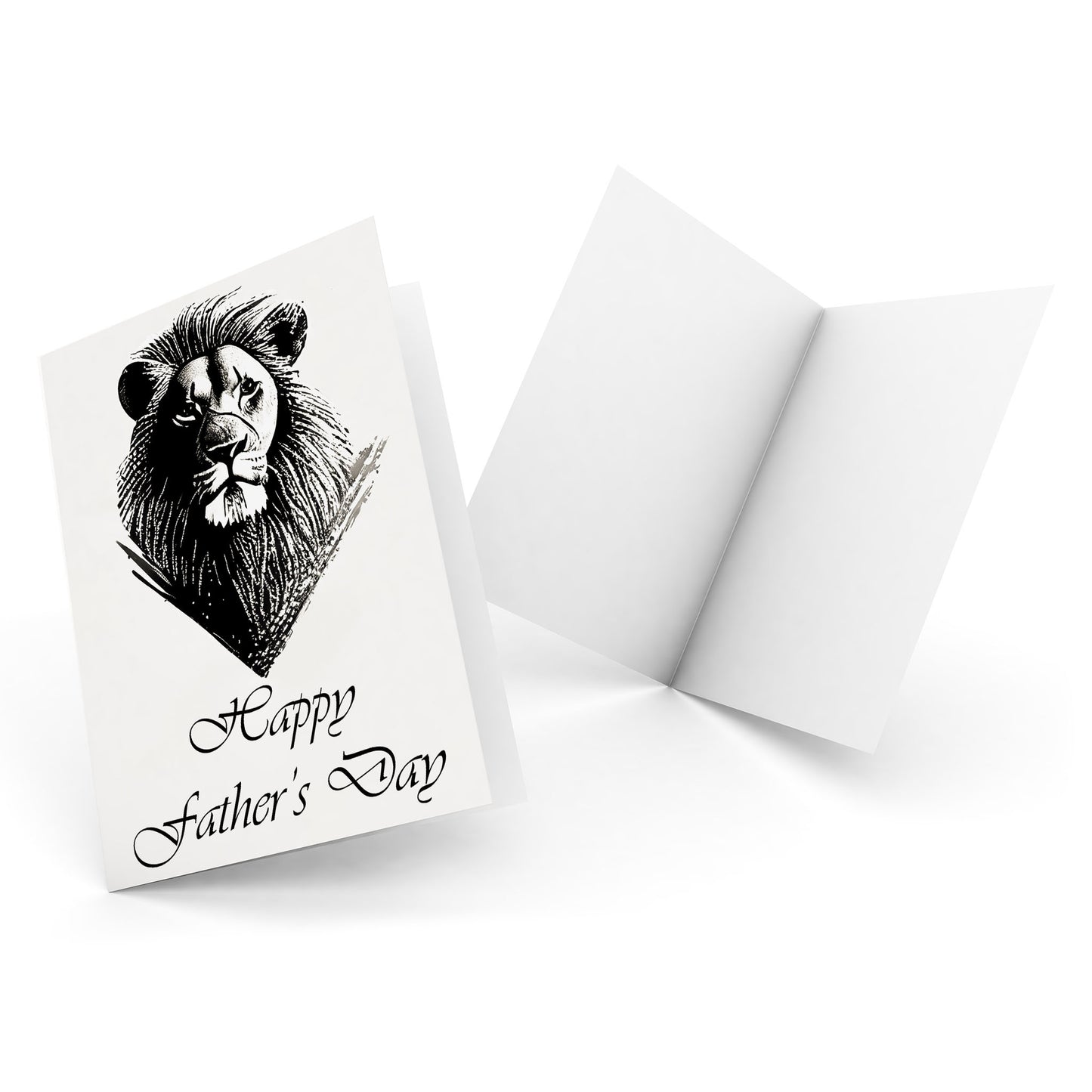 Father's Day Lion B/W Greeting Card
