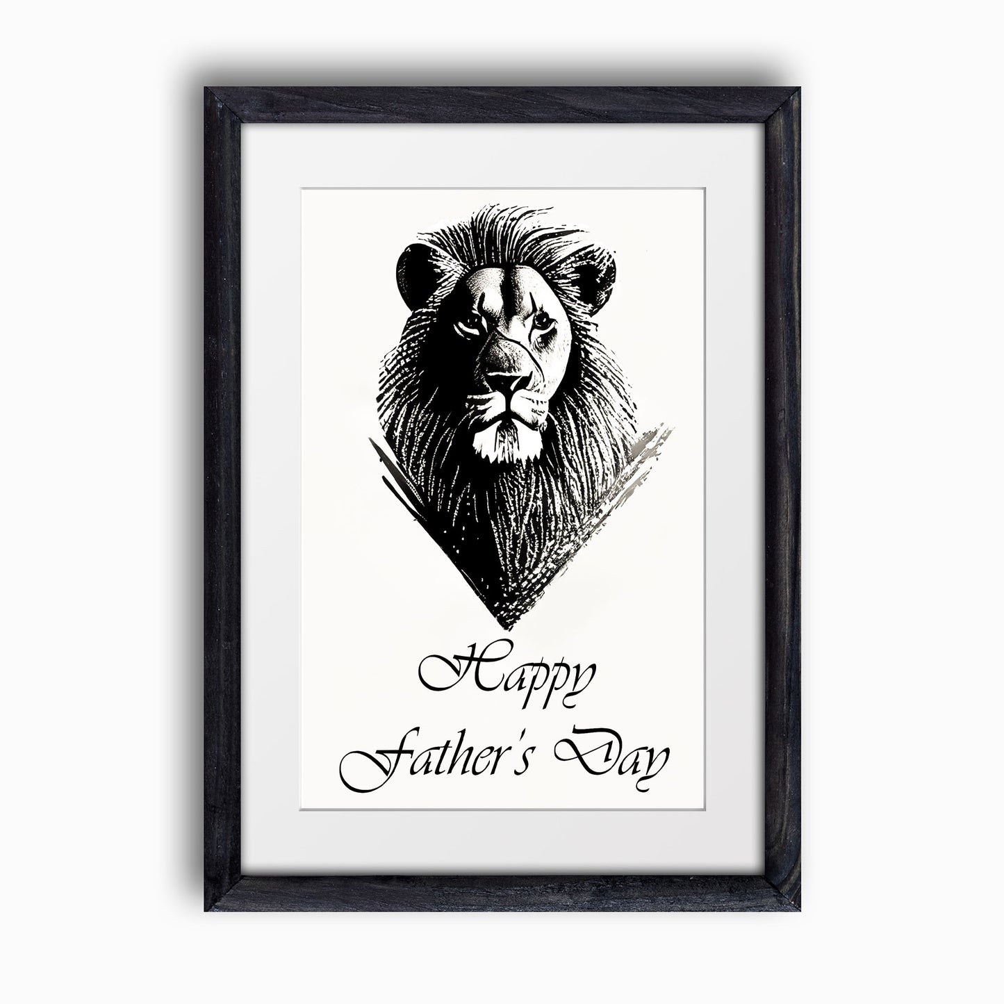 Father's Day Lion B/W Greeting Card