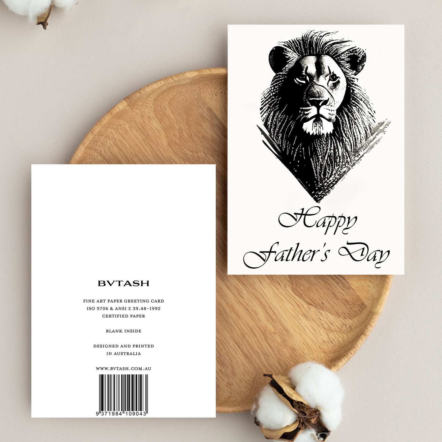 Father's Day Lion B/W Greeting Card