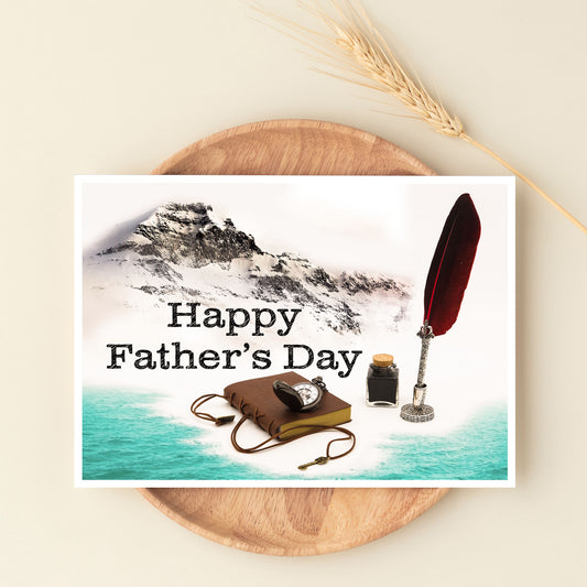 Father's Day Mountains Pen Diary Greeting Card